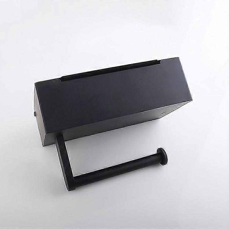 حامل ورق التواليت ، حامل ورق التواليت الأسود غير اللامع مع صندوق مناديل مبللة ، بدون حفر حامل لفة مرحاض من الفولاذ المقاوم للصدأ مع صندوق مناديل مبللة ، قطعة واحدة