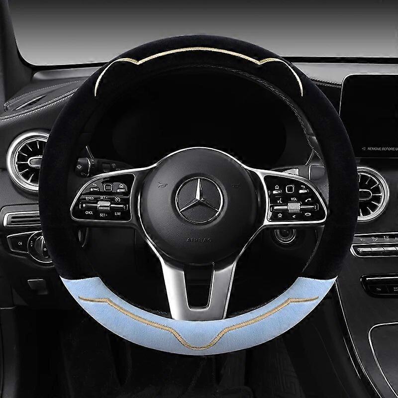 2023 New simple cat ears series plush winter car steering wheel cover warm wear resistant car handle cover