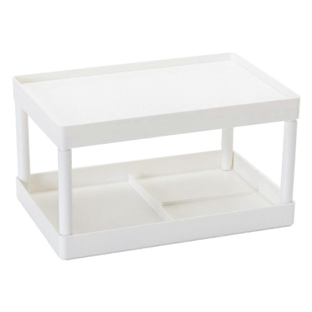1Pc Simple Storage Rack Double Layer Shelf Desktop Stationery Rack (White)