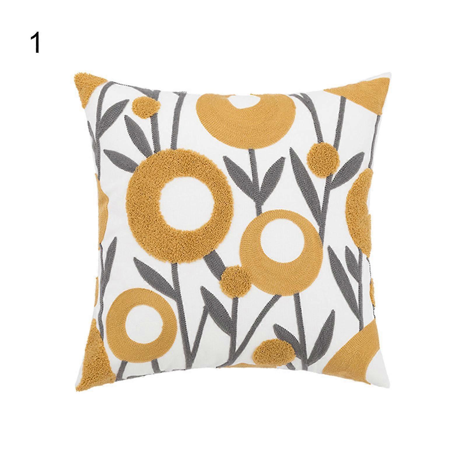 Single Side Printed Pillowcase Breathable Canvas Strong Flexibility Cushion Case For Daily LifeYellow2Pcs