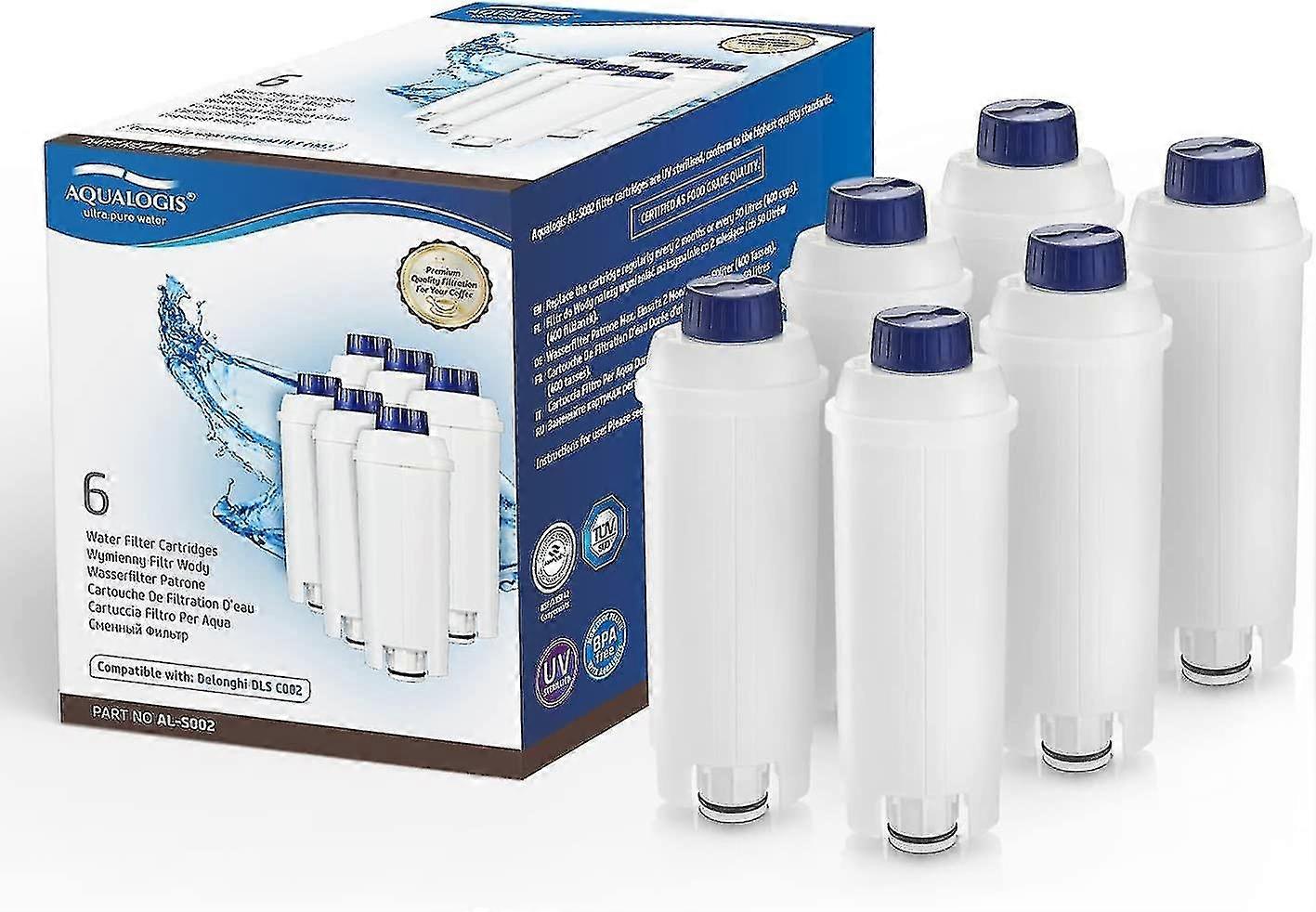 Water Filter Cartridge For Coffee Machine With Activated Carbon Softener, Compatible With Delonghi Ecam, Esam, Etam, Bco, Ec. Product Pack Of 6