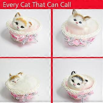 Cat Dolls in the Basket Simulation Animal Toy Cats Will Meowth Children's Pet Cat Plush Toys