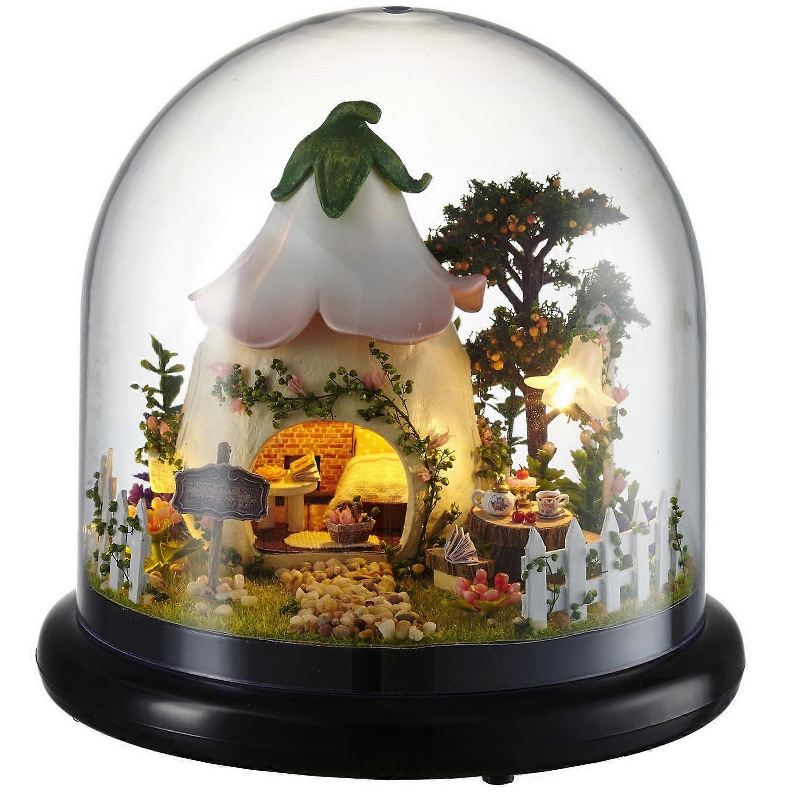DIY Holzpuppenhaus-Kit mit Abdeckung LED-Licht Gartendesign