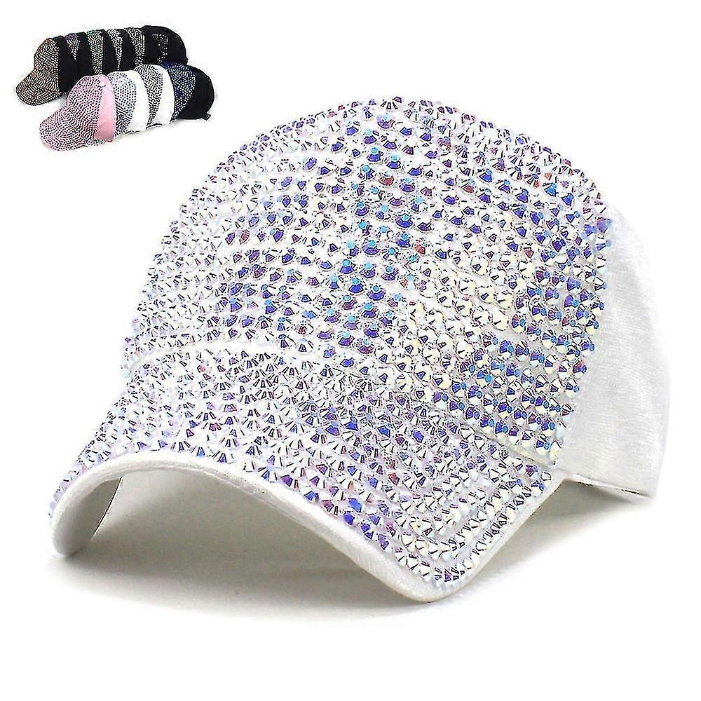 Studded Rhinestone Crystals Adjustable Baseball Cap Sparkle Bling Denim Sun Hat