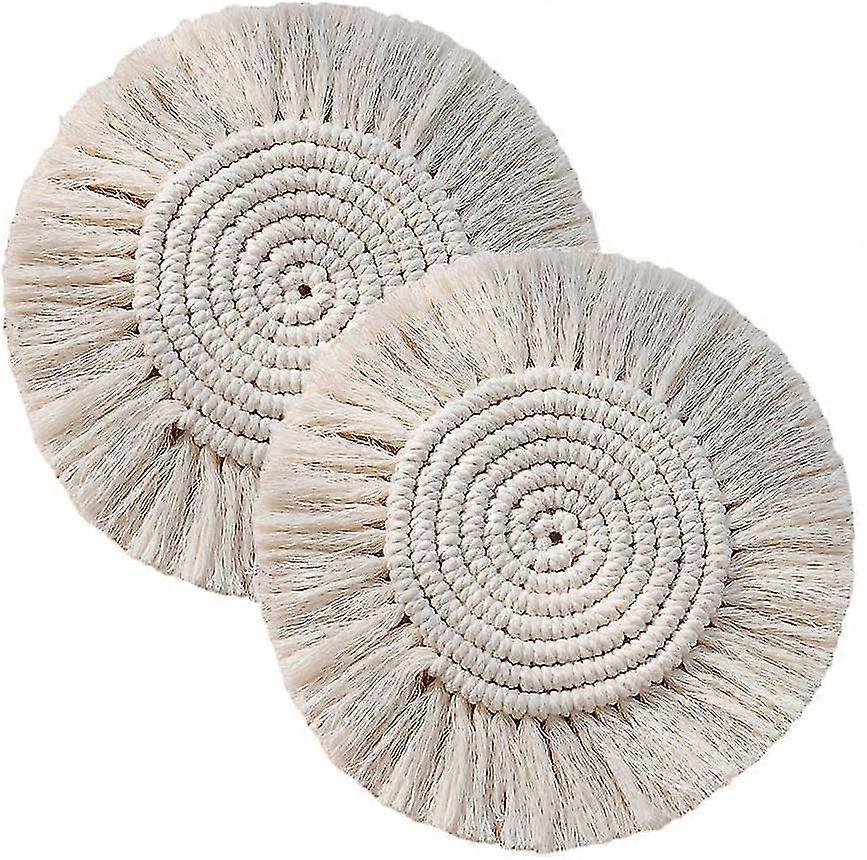 For Pure Round Woven Coasters Set - Bohemian Style, Non-Slip and Heat-Resistant, Hand-Made Table Mats, Easy Wash