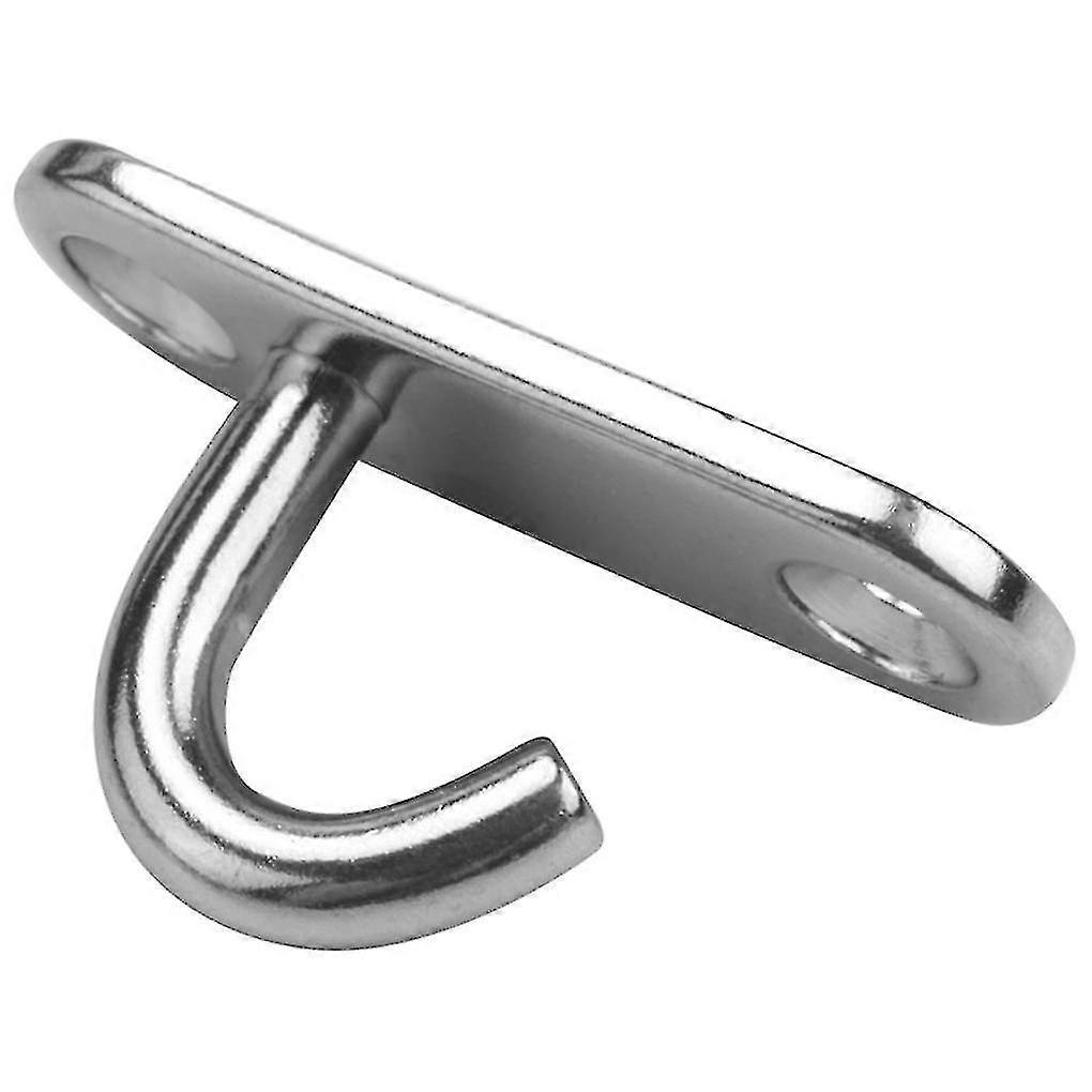 6 Pack Stainless Steel Ceiling Hooks M5 Oval Open Hooks Pad Eye Plate Anchor Screw Wall Mount Hook