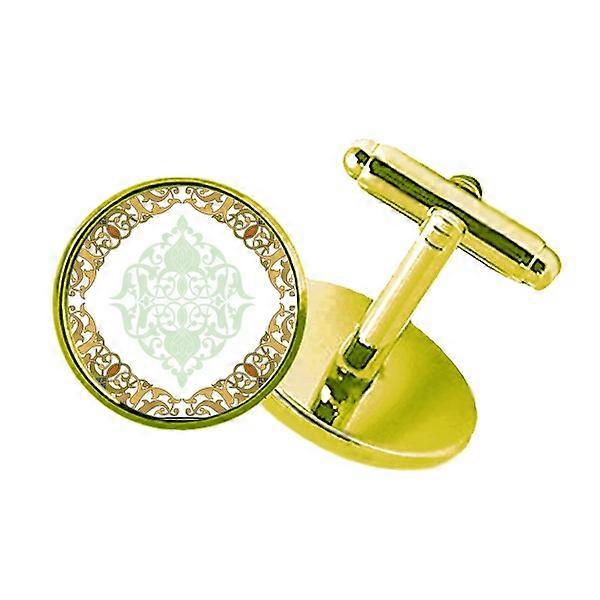 フレームバロックモダンフラワーパラレルパターンスタッズ付きビジネスメタルカフリンクスゴールデン