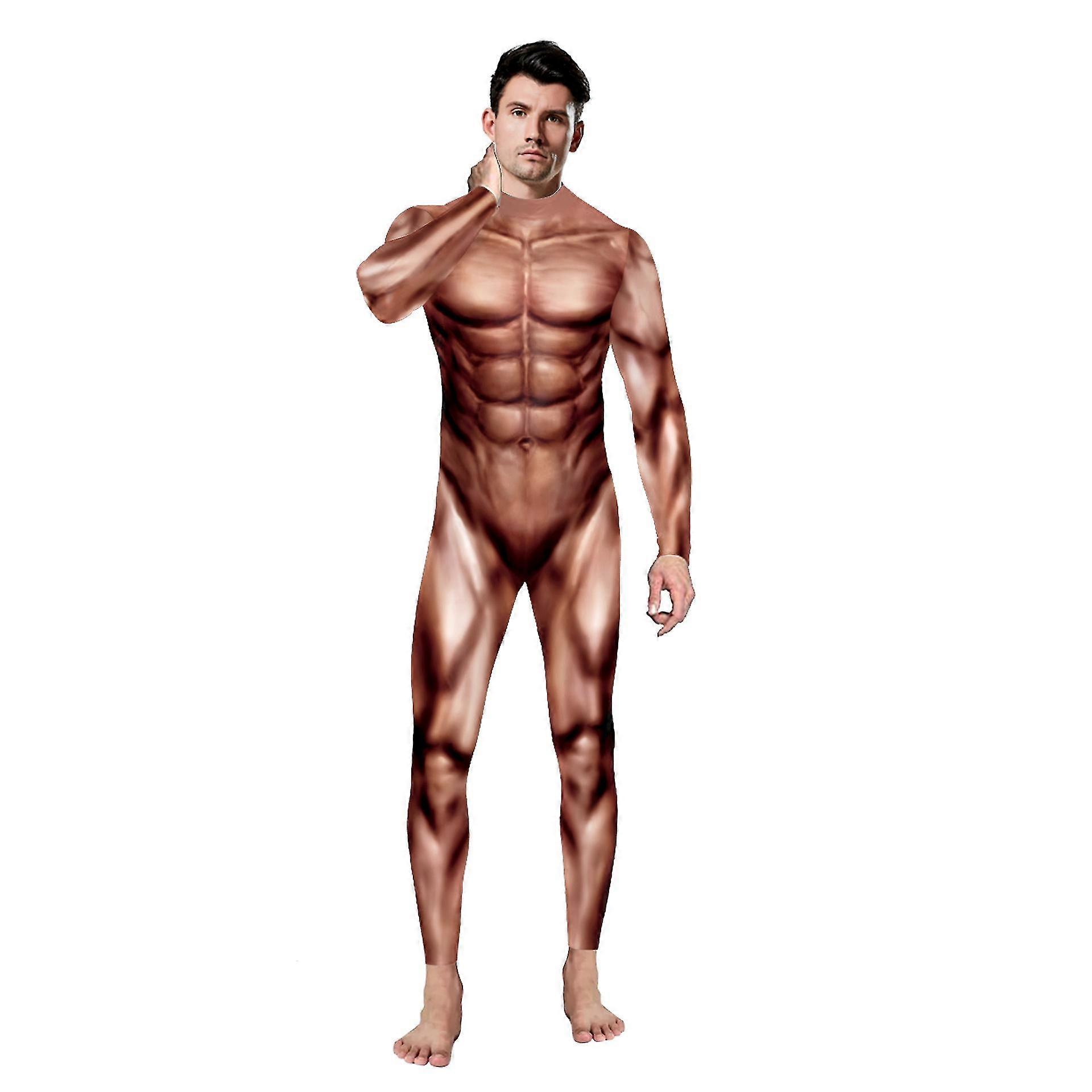 Halloween Costume Attacks Human Body Muscles Cosplay Digital Printed Pattern Jumpsuit