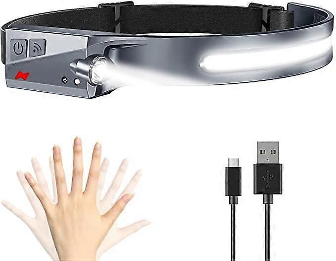 Rechargeable Headlamp Led Head Torch Motion Sensor Head Light For Hiking