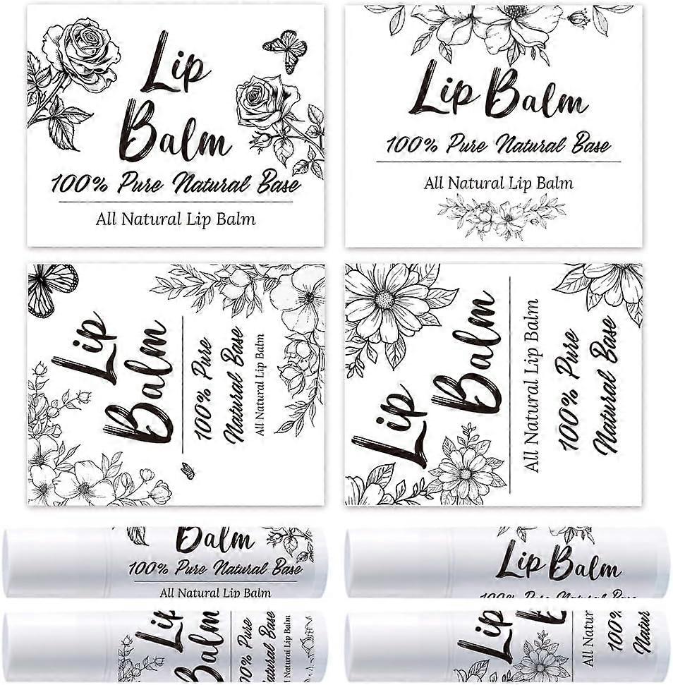 100Pcs Self-Adhesive Lip Balm Tag Sticker 1.7~2.1x1.7~2.1 Inch Waterproof Adhesive Label with Flower Rectangle Lipstick Tag Sticker DIY