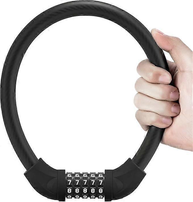 Bike Lock 5 Digit Cable Lock Lightweight Bicycle Lock Bike Lock Combination Portable Lock for Bike 22inch Black