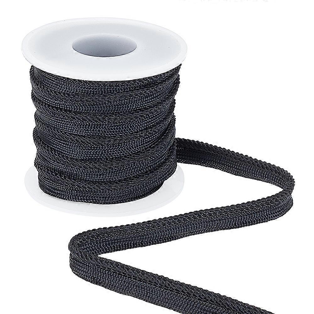 10 Yards Polyester Twisted Lip Cord Trim Twisted Cord Trim Ribbon with Plastic Empty Spools Black 3/8 inch(10mm)