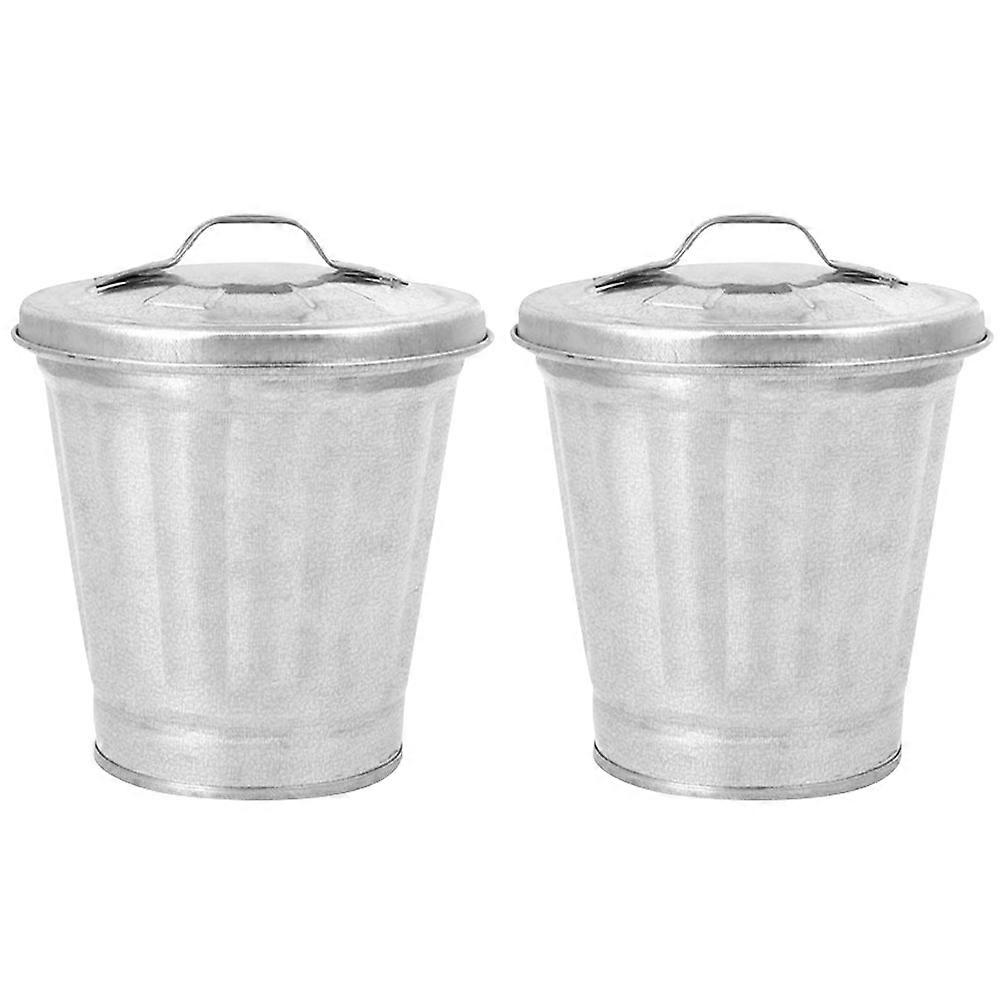 2pcs Small Trash Can Desktop Garbage Bin Multipurpose Storage Buckets Garbage Containers