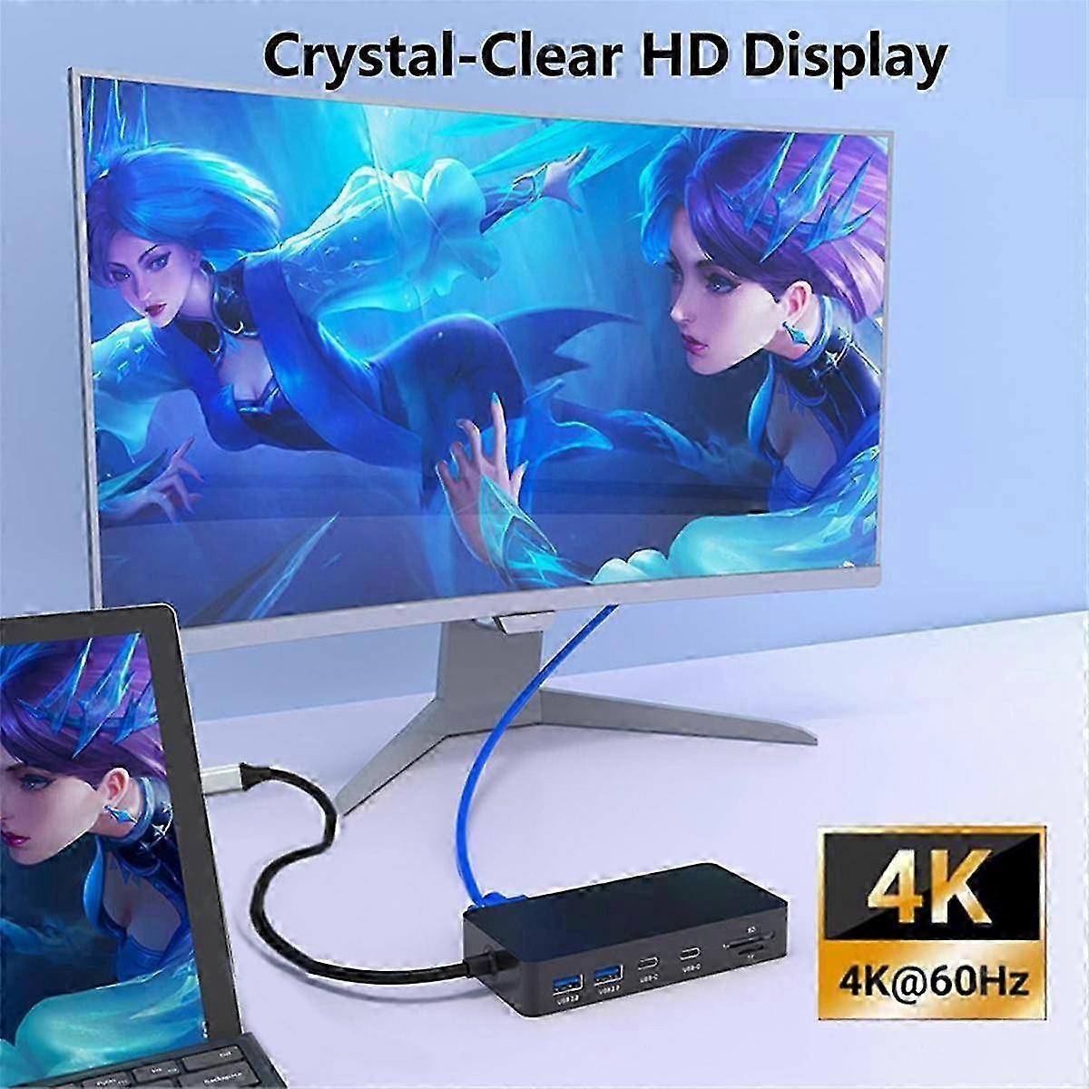 11 في 1 محطة قفص الاتهام لرسو السفن USB C Hub USB 4K 30hz متوافق مع Vga Pd 100w Rj45 Ethernet For Pro 7 /