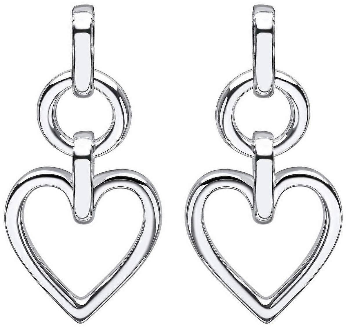 Beginnings Open Heart Drop Earrings - Silver