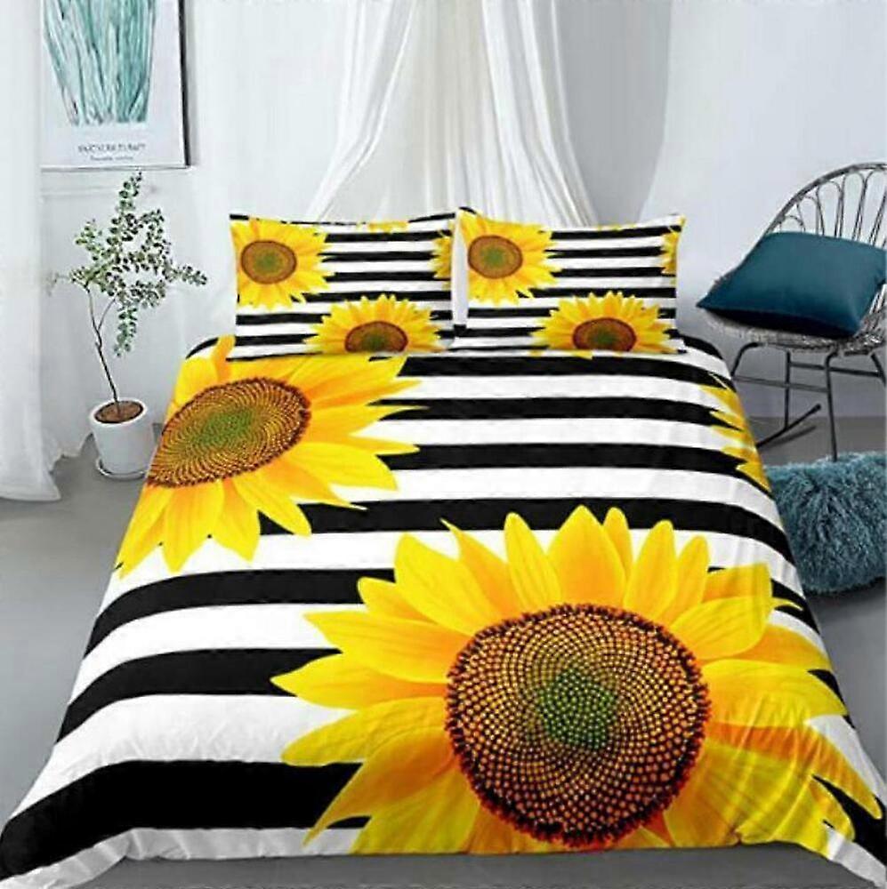 v139 Lençóis Flores de Girassol Presente BP0 Colcha Conjunto de Capa de Edredão Duplo Crianças Conjunto de Cama de 3 Peças (1 Capa de Edredão + 2 Fronhas) Lençóis gty1