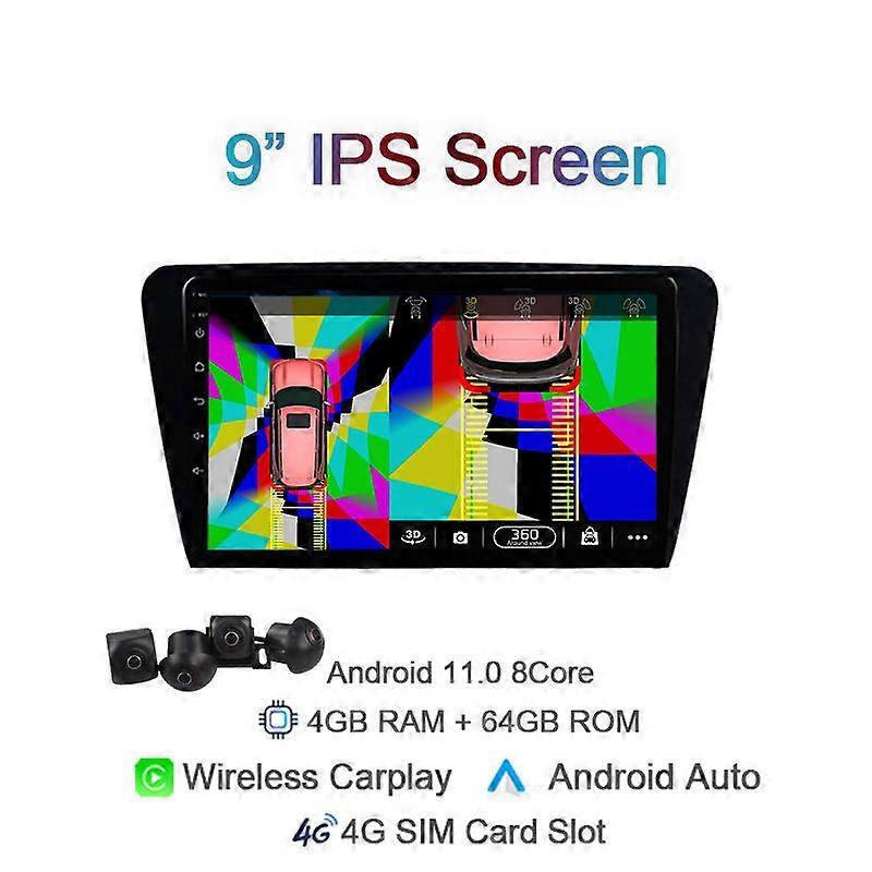 4g+wifi Dsp 2din Android 12.0 Car Multimedia Video Player For Skoda Octavia 3 A7 2013-2018 Navi Gps Radio 360 Camera Head Unit
