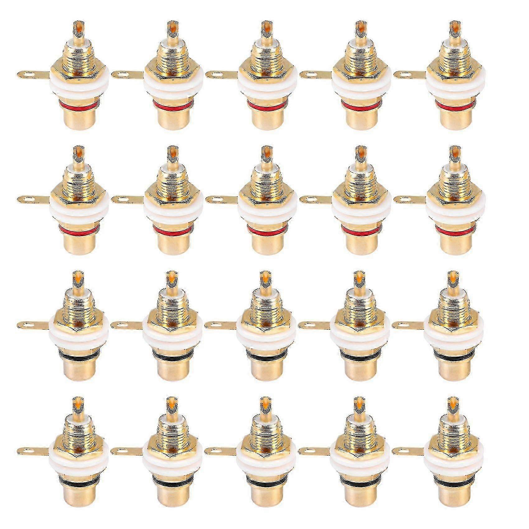 20pcs Gold Plated Rca Terminal Plug Female Socket Chassis Panel Connector For Amplifier Speaker