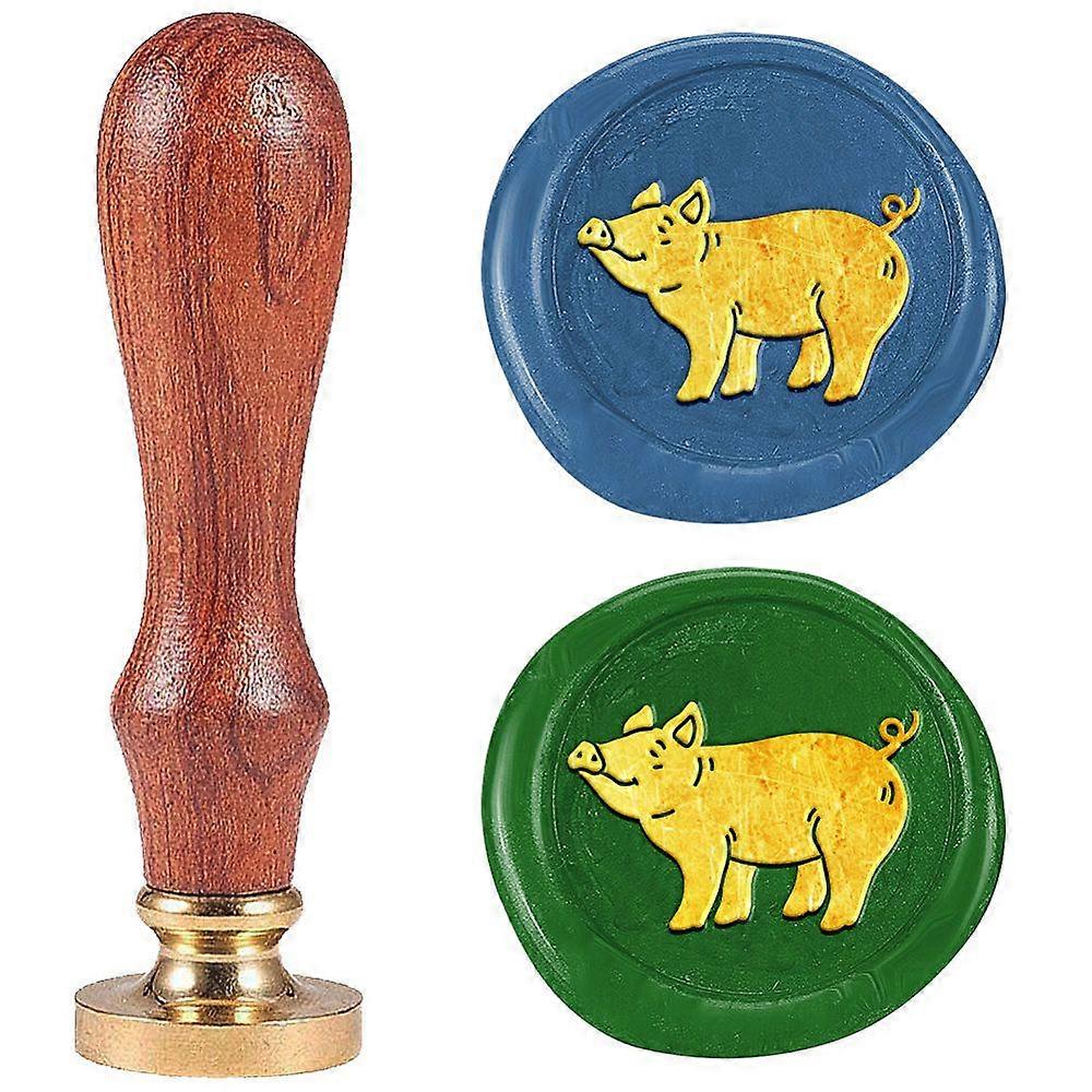 DIY Scrapbooking Wax Seal Stamp with Wooden Handle for Envelopes Invitations Gift Card Pig 83x22mm