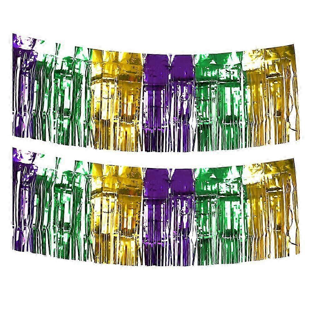 2Pcs Background Curtain Tassel Hangings Carnival Party Curtain (Colorful)