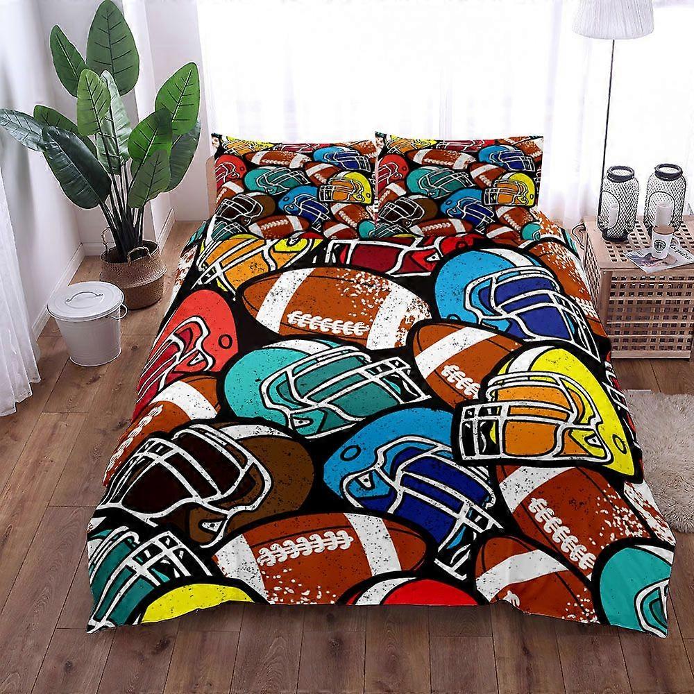 x808 Lençóis de CamaAquarela Futebol Americano Conjunto de Capa de Edredom Tamanho Twin Conjunto de Roupa de Cama Conjunto de 3 Peças (1 Capa de Edredom + 2 Fronhas) nj80
