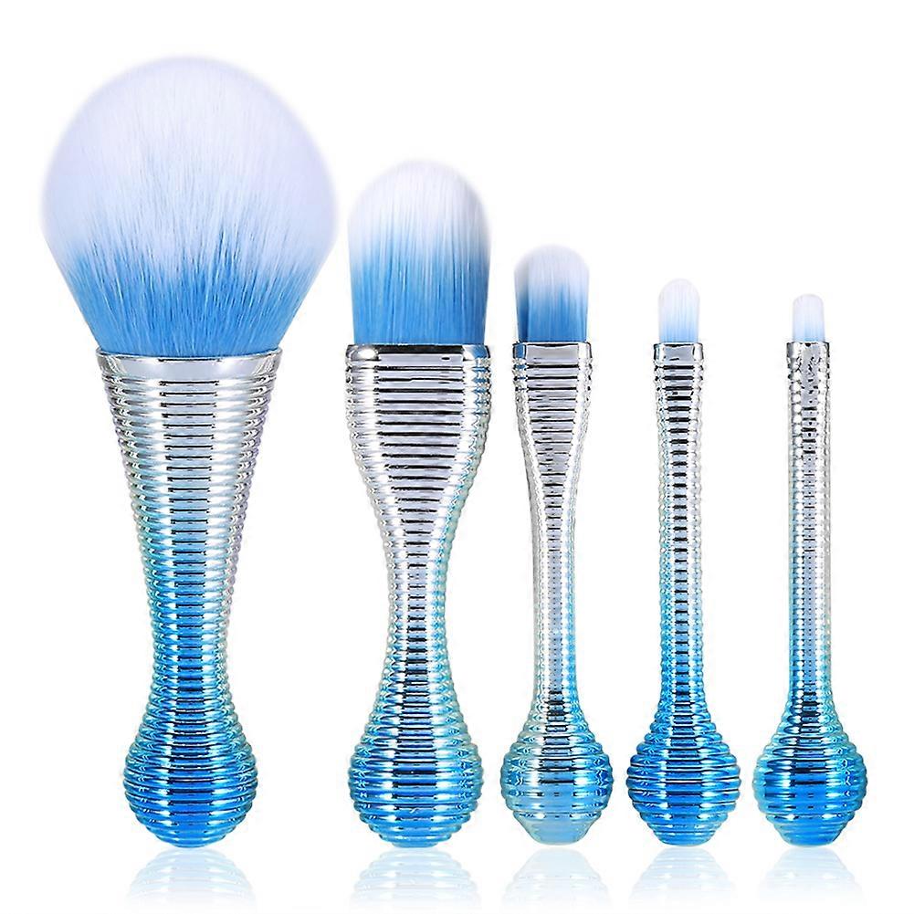 GUJHUI 5Pcs/Set Foundation Powder Concealer Blending Makeup Brushes Lollipop Style Blue