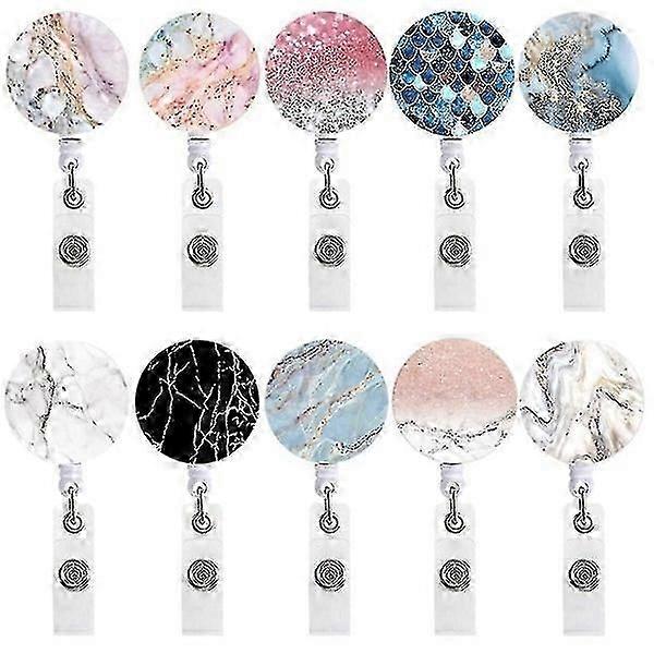 Retractable Nurse Badge Reels with Alligator Decorative ID - Pack of 10
