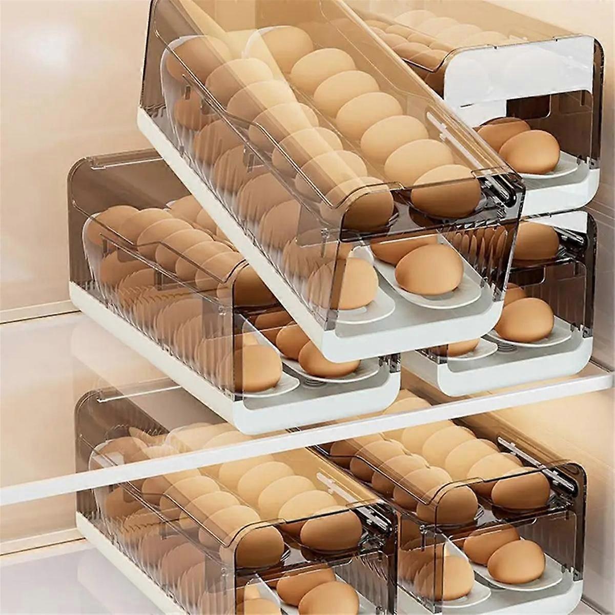 Automatic Egg Rolling Dispenser Clear Egg Container 2 Tiers Kitchen Organizers and Storage Space-Sa