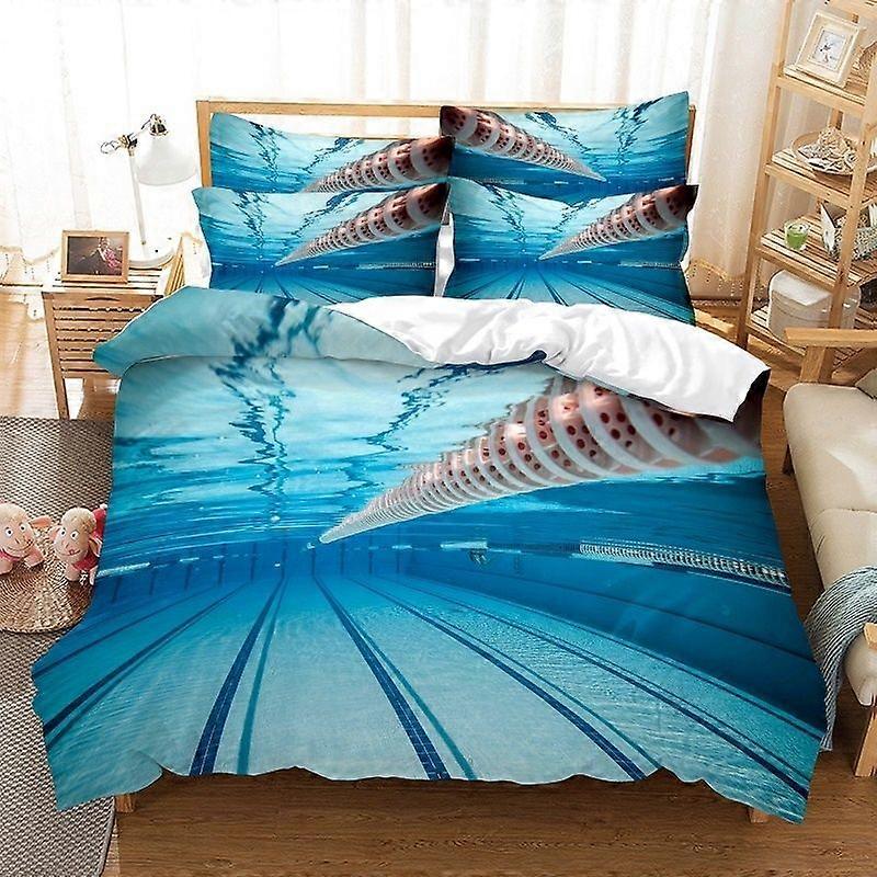 v778 Lakan Simning I Pool Sängkläder Påslakan Set Digital Printing Sängkläder Mode Design Täcke Överdrag Sängkläder Set Bäddset 3-delad Beddin