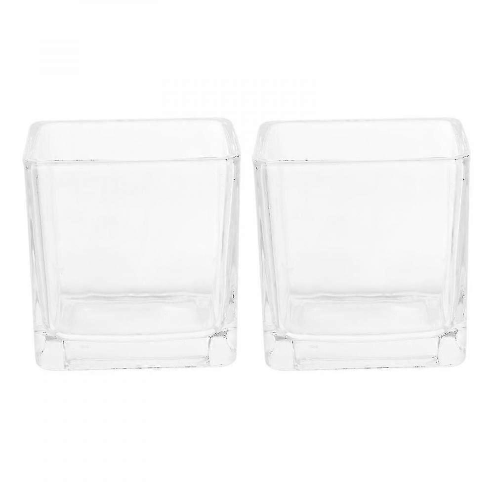 2pcs Square Cup Candle Cup Aromatherapy Candle Glass Cup Square Container PUR
