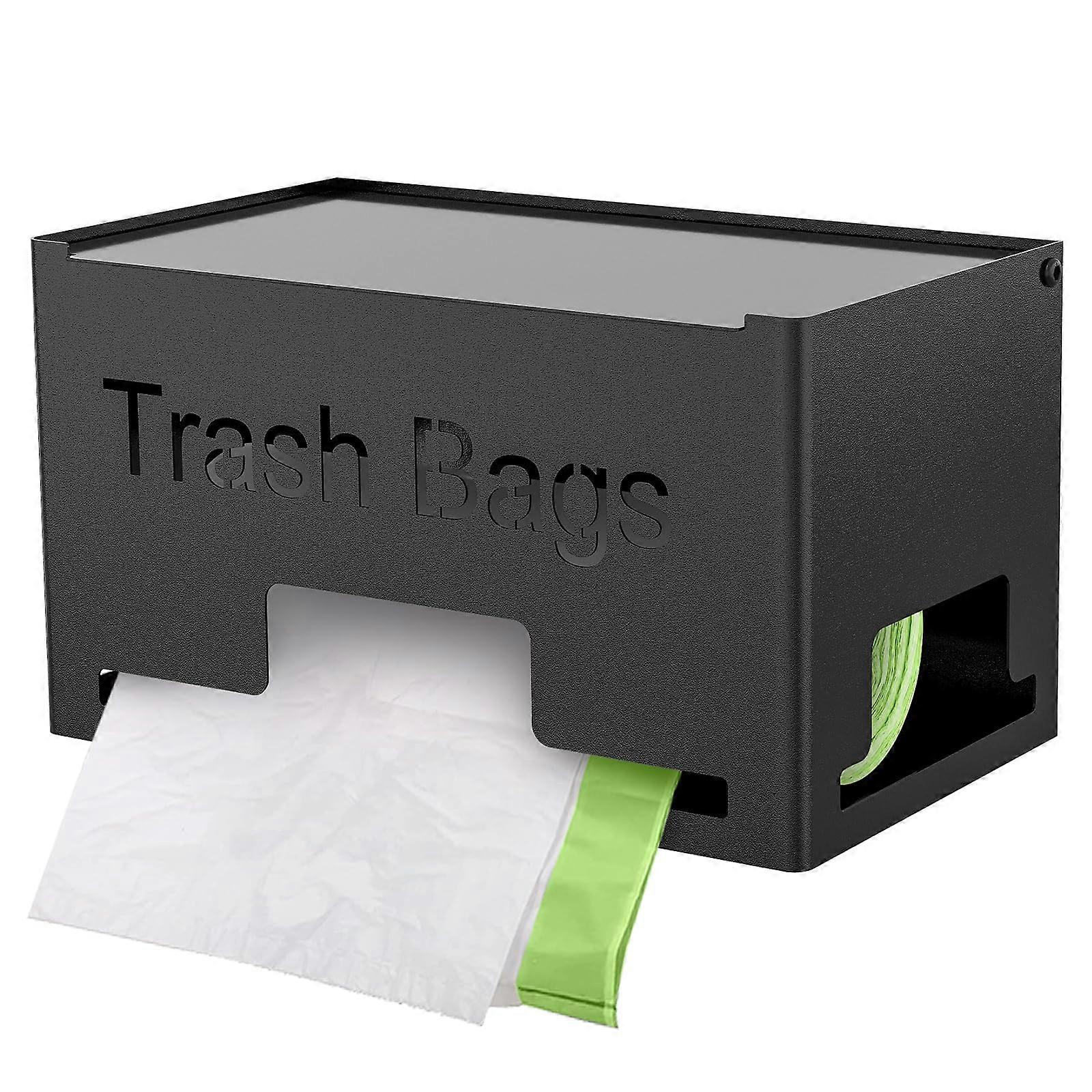Trash Bag Holder Dispenser and Organizer for Cabinet or Countertop Use, Wall Mounted or Free Standing