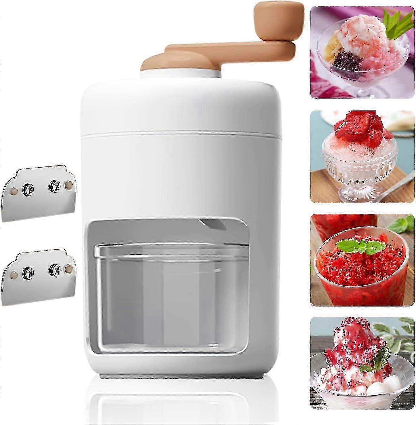 מגרסת קרח ידנית מגרסה סיבובית קרח, מכונת קרח עם מיכל, מגרסת קרח