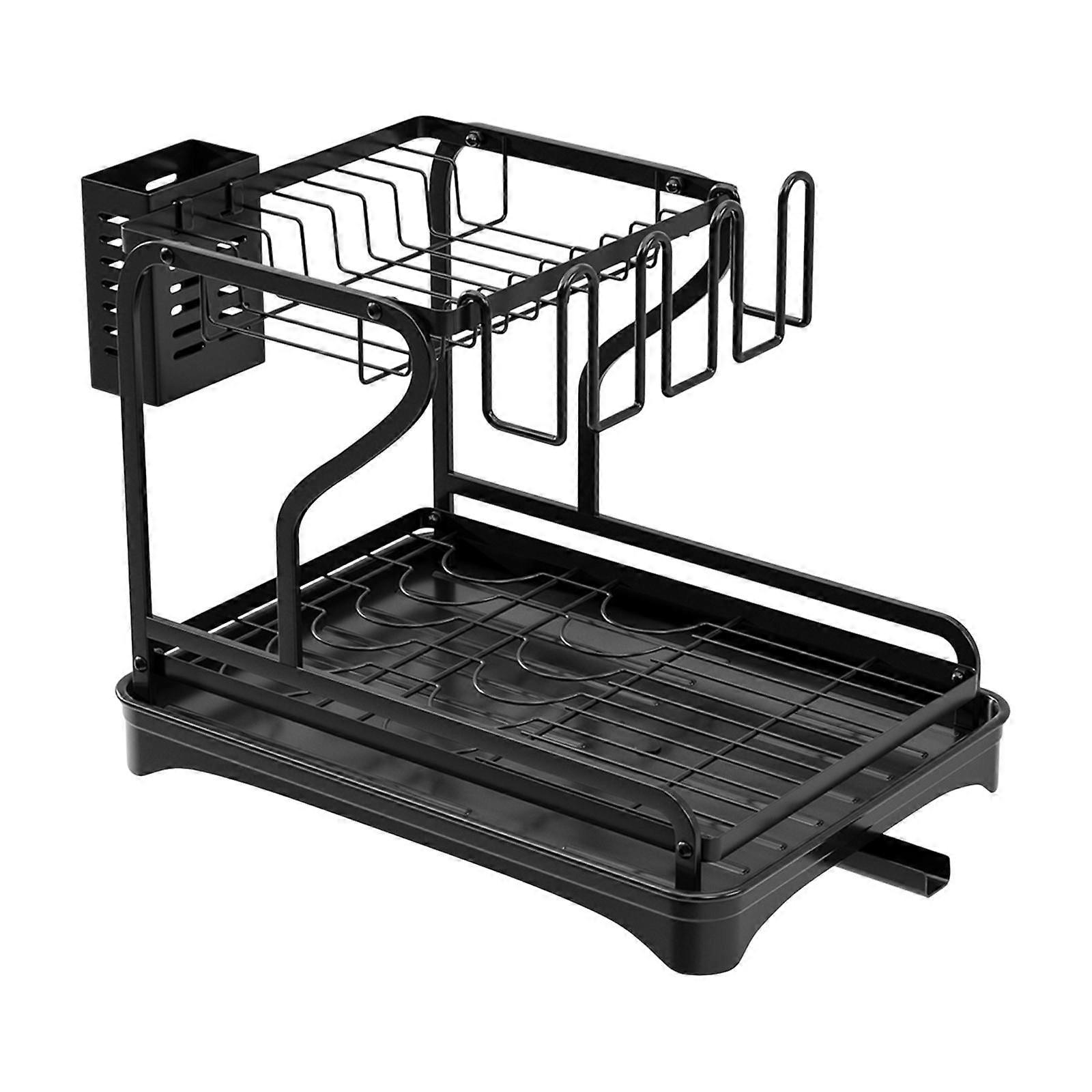 Dish Drying Rack for Kitchen Counter Dish Dryer Rack 2 Tier Adjustable Spout