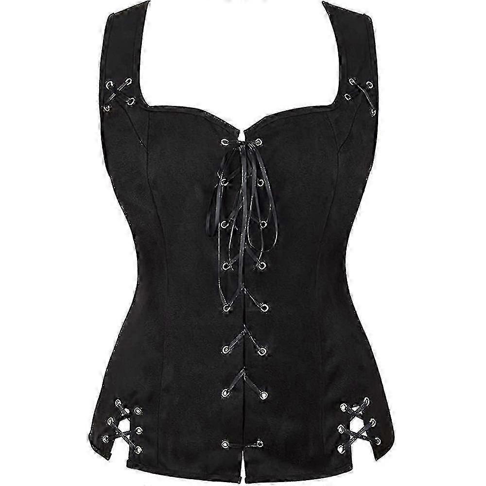 Women's Corset Vintage Faux Suede Lace Up Vest Waistcoat Renaissance Cosplay Costumes
