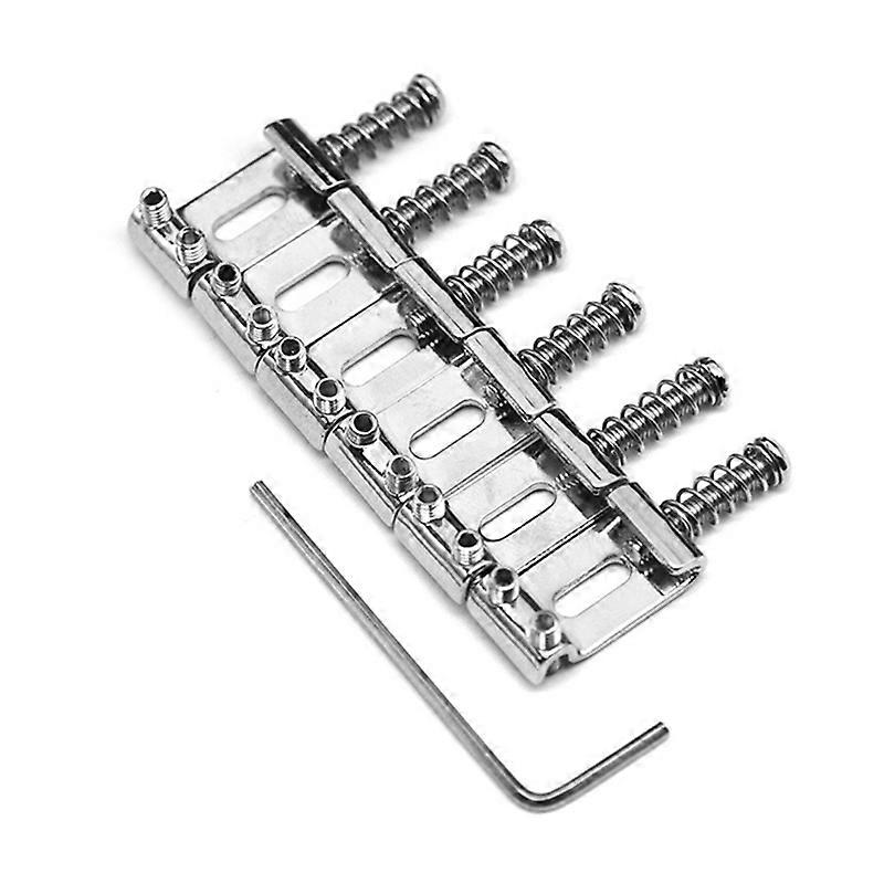 6 String Electric Guitar Fixed Bridge String Thru Bridge Steg Tip Line Spacing 10.5mm Chrome Silver