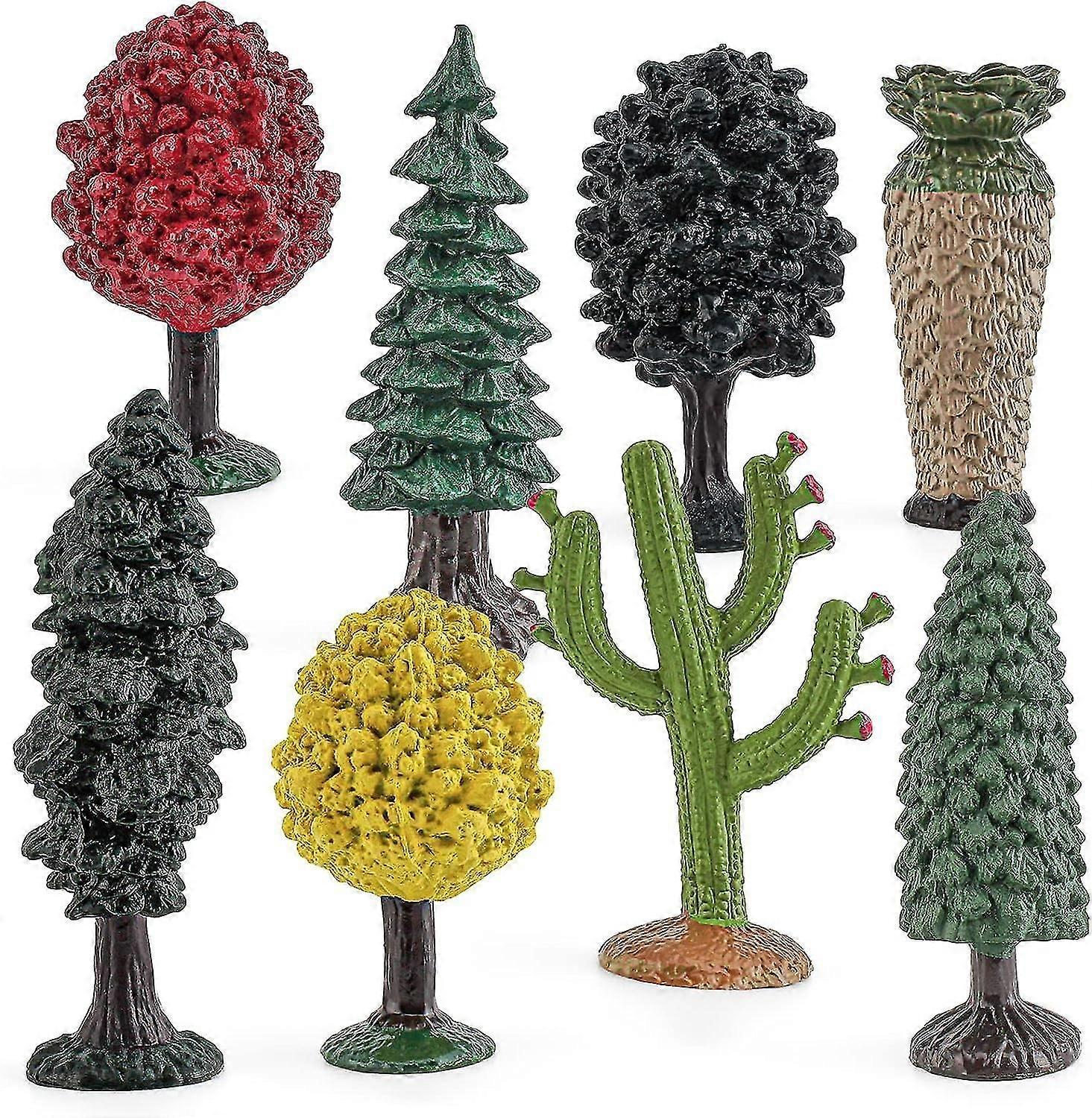 Service Realistic Mini Jungle Trees Figurines Toys Playsets 8 Pcs Maple Elm Juniper Palm Pine Cactus Redwood Tree Model Toy Desktop Decoration Collect