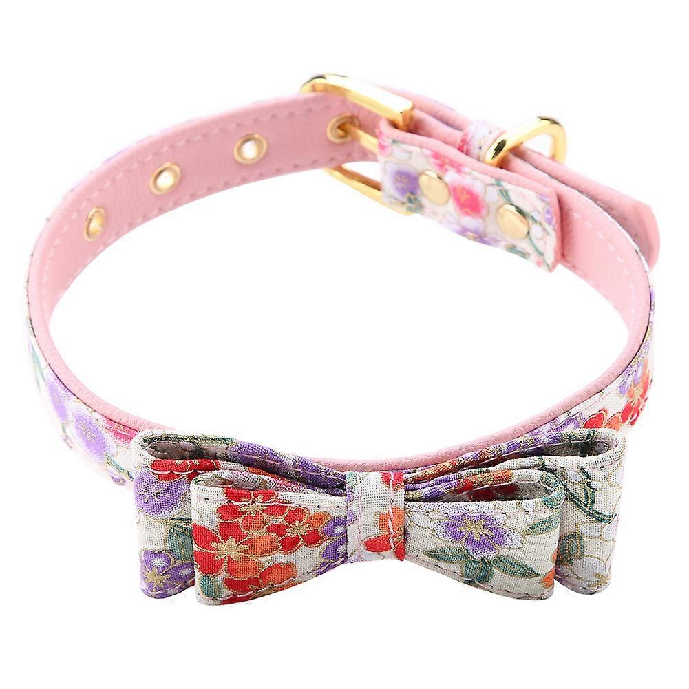 Adjustable Pet Dog Cat Neck Collar Floral Bowknot Design, Durable Fabric, Small to Large Sizes, Stylish and Comfortable