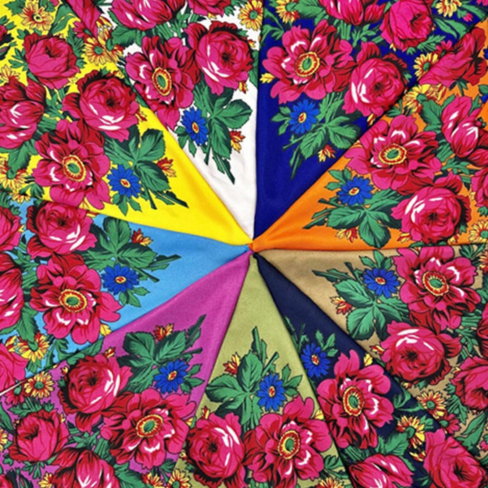 Modieuze Russische grote bloem hoofddoek ademende hoofddoek voor vrouwen Comfortabele landelijke stijlen bandana voor dagelijks gebruik rood | NL
