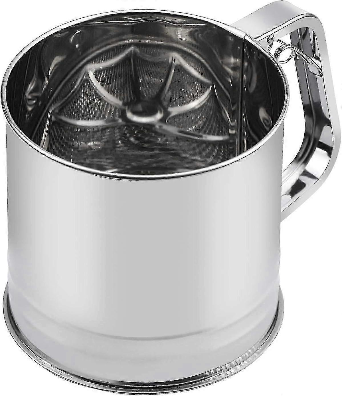 Stainless Steel Flour Sifter with Single Handle Large Capacity for Baking & Icing Sugar