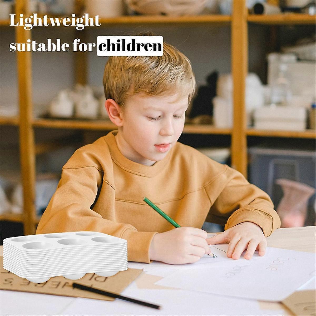 50 PCS Watercolor Palette, 6 Well Rectangular Paint Palettes, for Kid