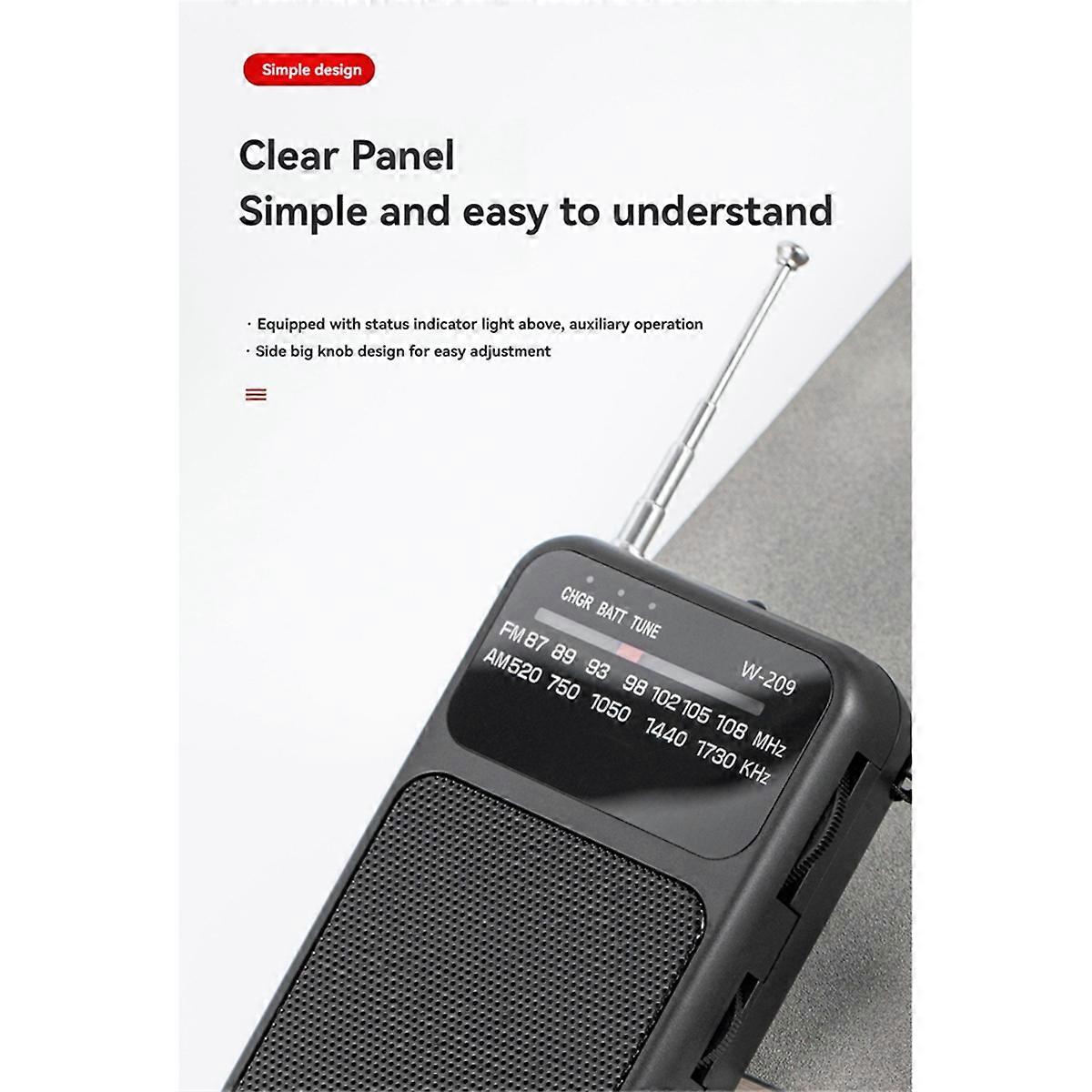 Antenna Radio with 3.5mm Headphone Jack, White