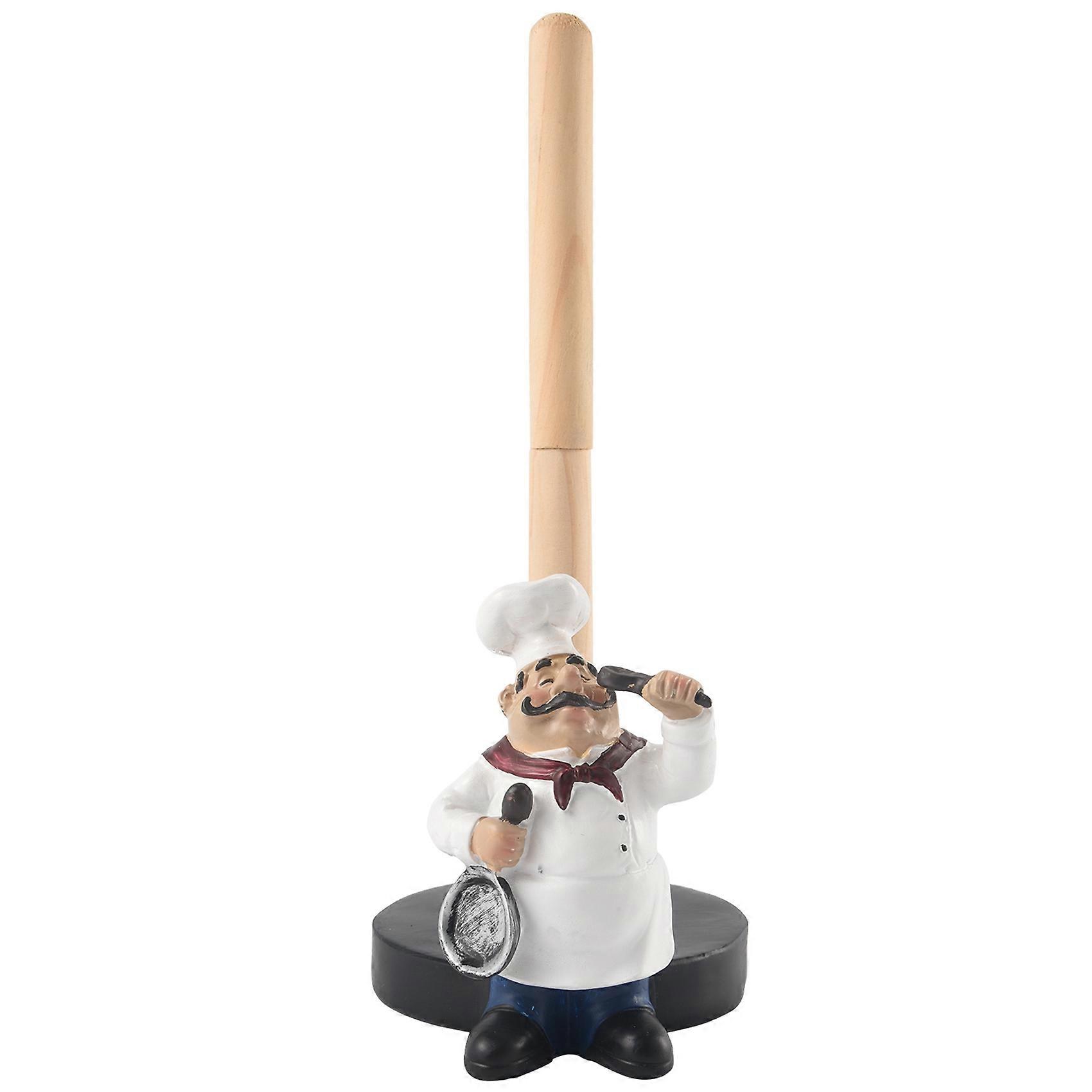 Resin Chef Double-Layer Paper Towel Holder Figurines Decoration A