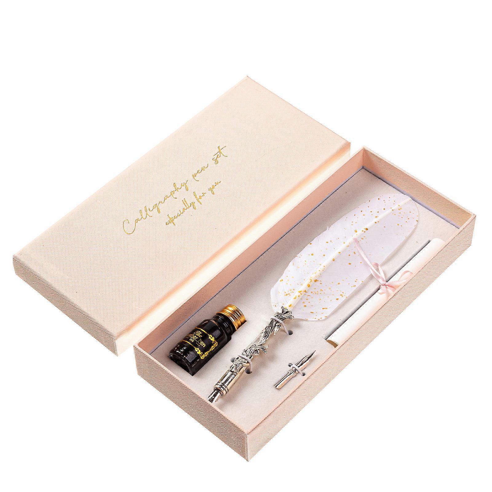 Feather Dip Pen with Pen Nib and Ink for Gothic Calligraphy, Vintage Quill Pen Calligraphy Pen Beginner Calligraphy Gift