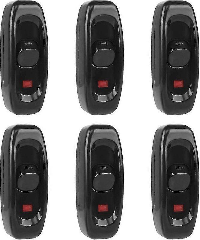 Interruptor de lámpara de 6 piezas, interruptor de palanca Interruptor basculante de cable de línea de 250 V y 10 A Interruptor intermedio con indicador LED (negro)