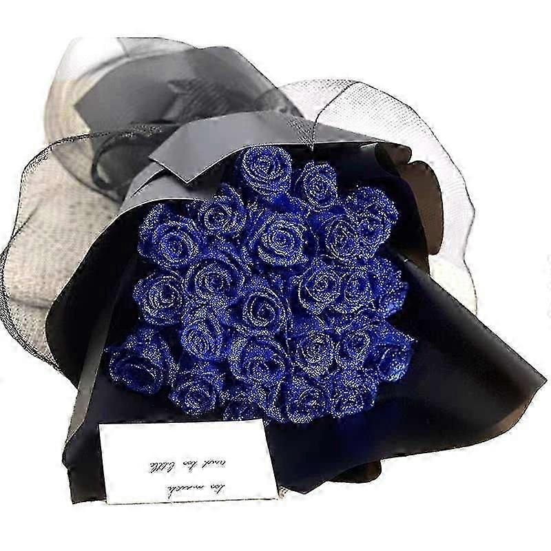 Blue Sparkling Rose Bundle: 24 Artificial Roses for Any Occasion