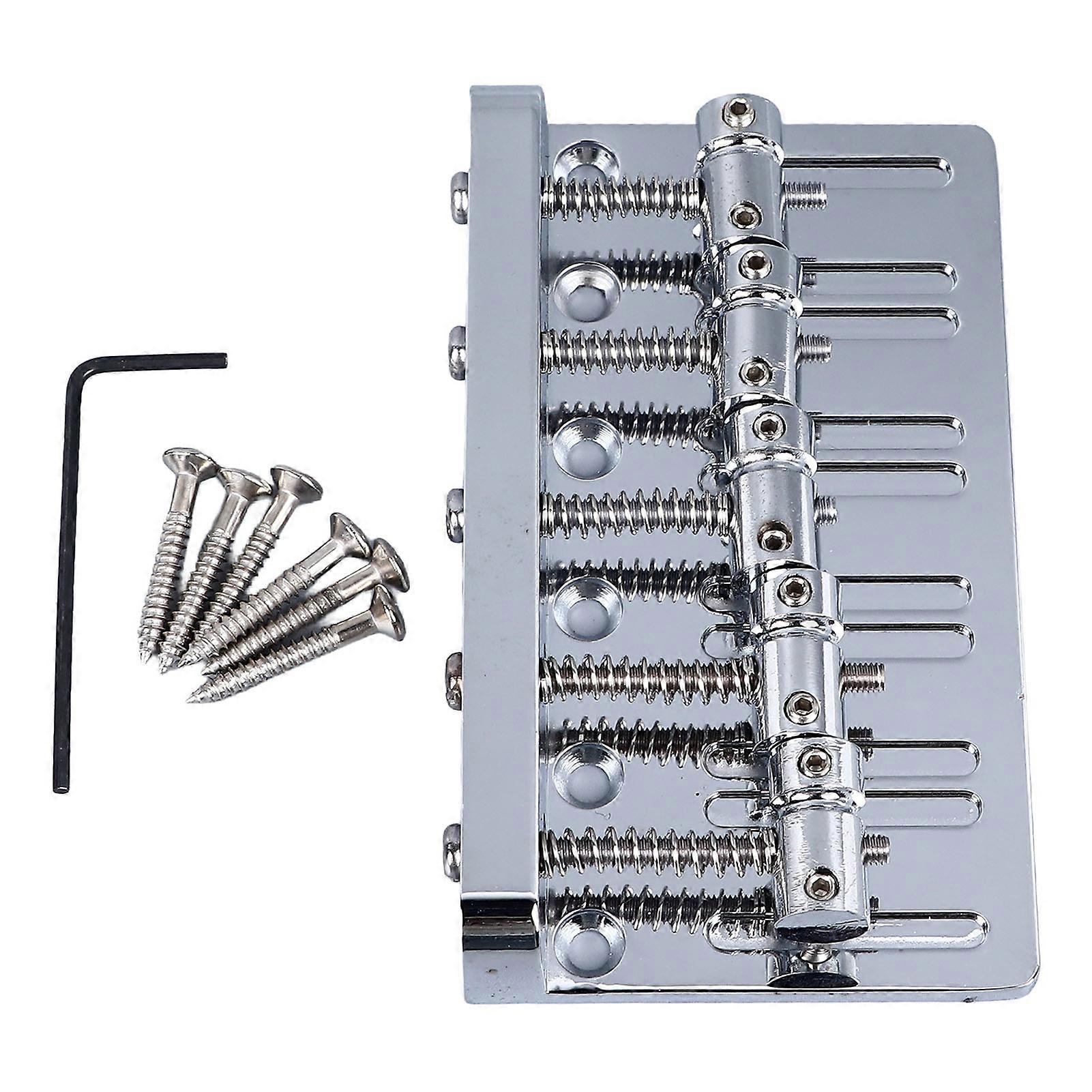 Electric Bass 5 String Thickened Tailpiece Bridge Silver with Screws