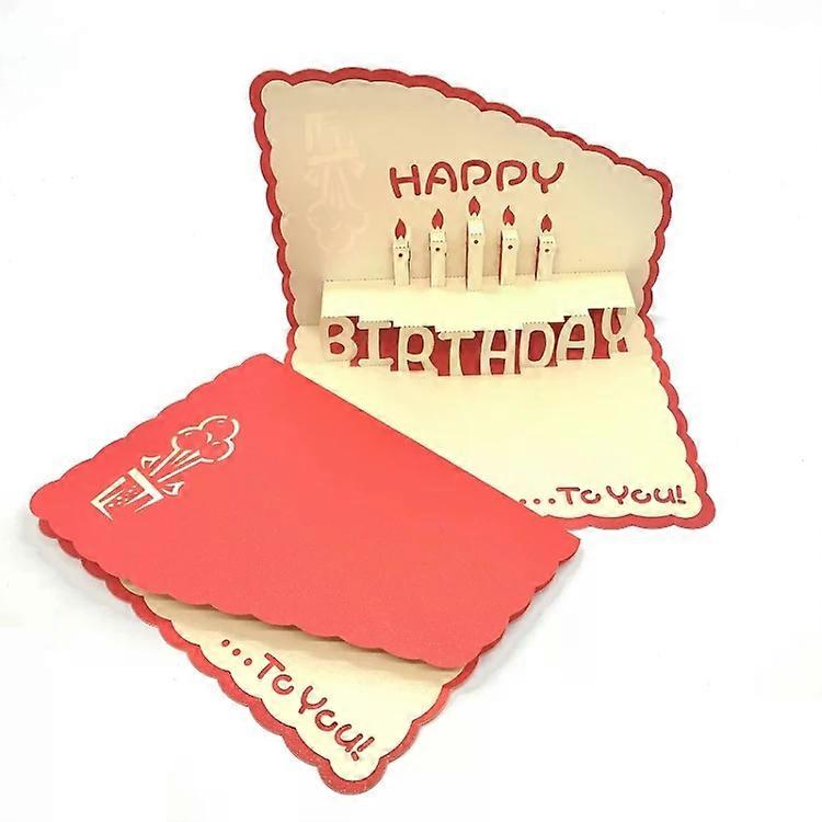 3D Paper Carving Greeting Cards-3 PCS Birthday & Thank You Cards,Red Red