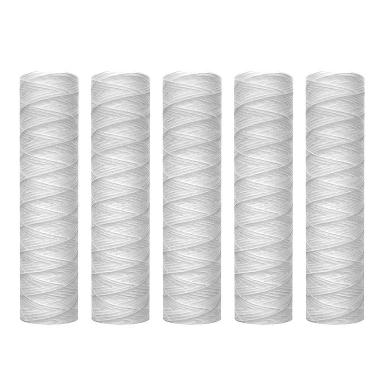 5 Pack Sediment Water Filter String Wound Sediment Filter Cartridge Polypropylene Material Universal Replacement Filter