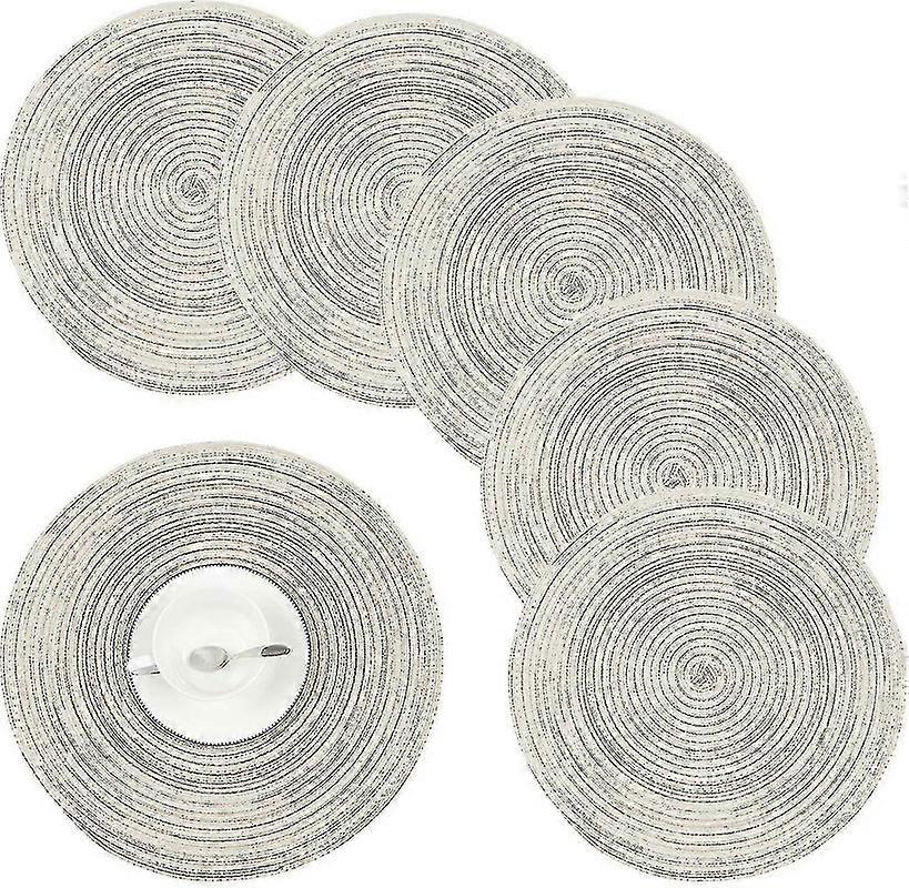 Sets de table ronds lavables Set de table résistant à la chaleur Ensemble de 6 sets de table pour table à manger (beige)--