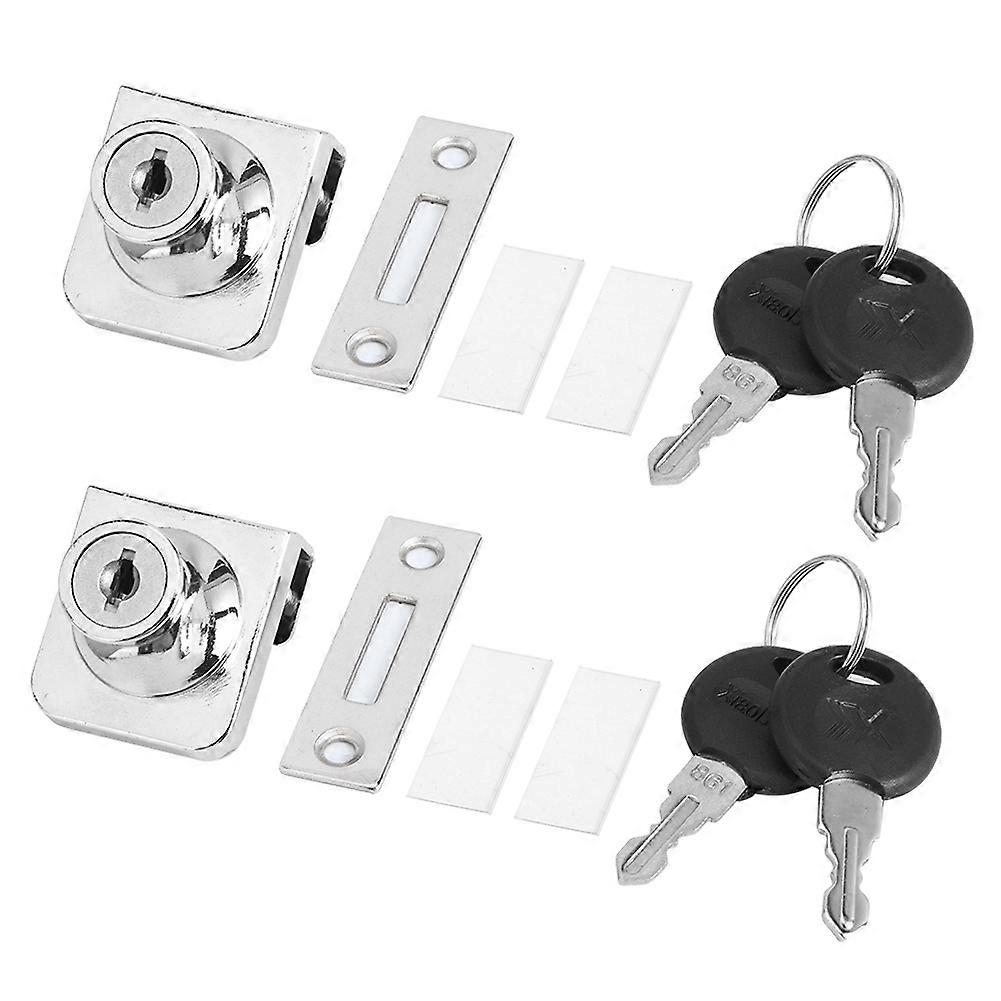 Keyed Alike Showcase Locks, Display Cabinet Safety Lock With Easy No Drill Installation, Stainless Steel Double-Open Glass Door Lock, Versatile For